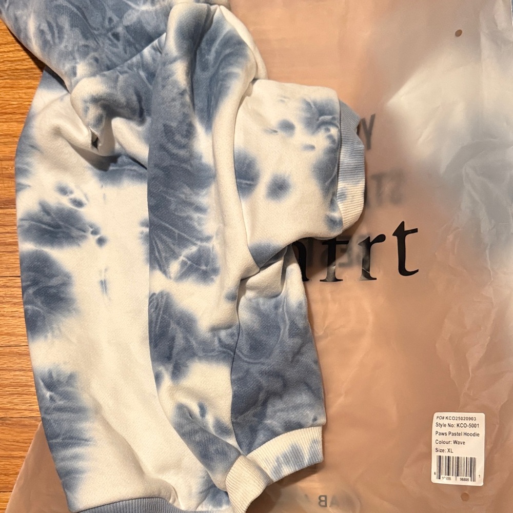 Blue and White Tie-Dye Dog Hoodie